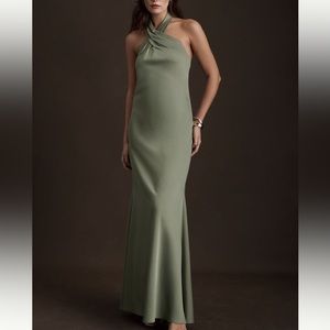 BHLDN RUBY TWIST HALTER SATIN GOWN